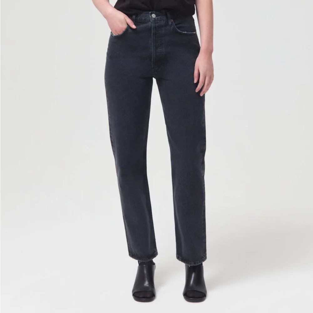 AGOLDE High Rise Straight Dark Jeans